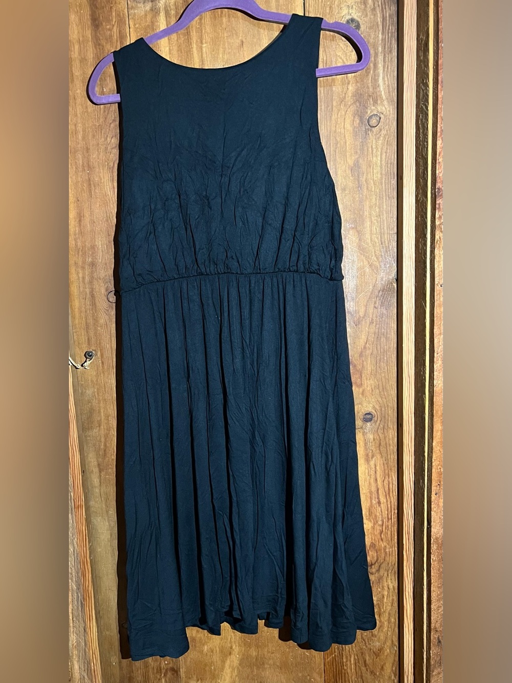 LOFT Black Sleeveless Midi Dress with Gathered Waist